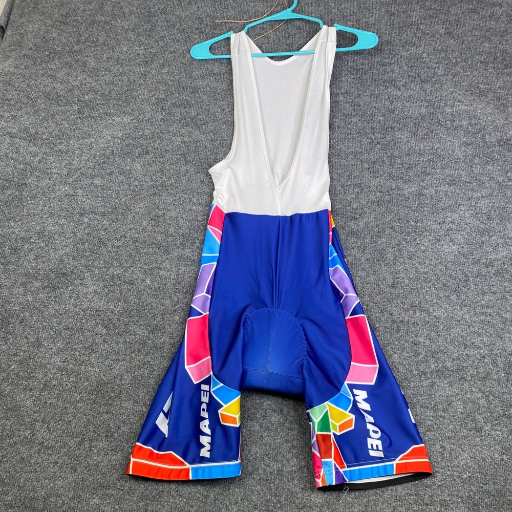 Mapei Cycling Bib Shorts Mens XL Blue Geometric Cube Pattern Padded Road Bike